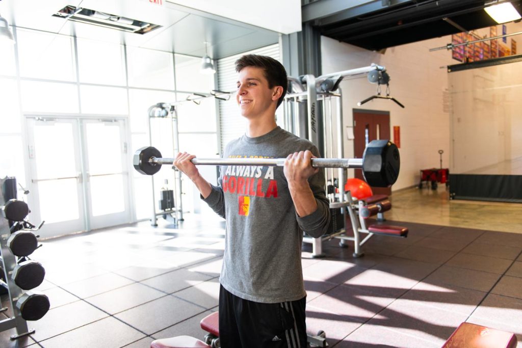 Pittsburg-State-University-students in weights room